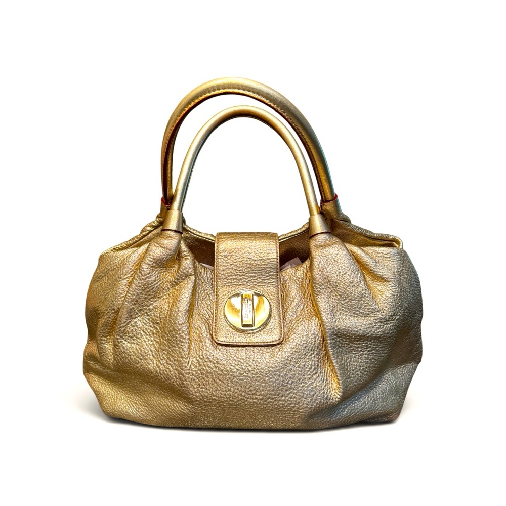 Gold Leather Top-Handle Women's Satchel